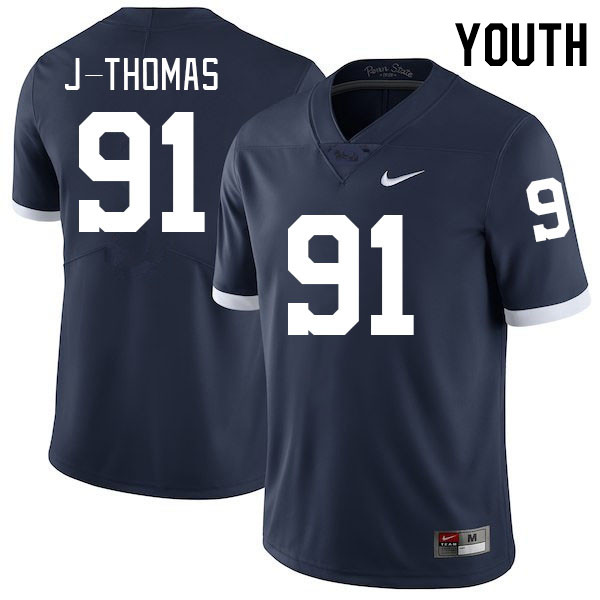 Youth #91 Dvon J-Thomas Penn State Nittany Lions College Football Jerseys Stitched-Retro